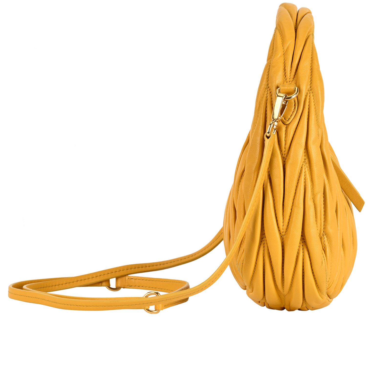 Small Wander Matelasse Hobo, &pound;950, Handbags, Yellow, Leather, Side view